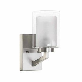 US Instock Indoor Nickel Glass Bathroom Wall Lights Modern Wall Lamp Bedroom Led Corridor Lights for Home Living Room StaircaseBody color: Brushed Nickel, Lamp Power(W): 60, Lamp Sizes: Mini