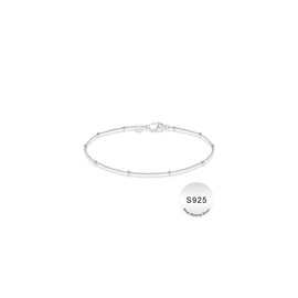 IEFWELL S925 Sterling Silver Bracelet for Women - Satellite Bead Chain, 8 Inch Sturdy hypoallergenic Solid Sterling Silver Bracelet, Jewelry Gifts for Women
