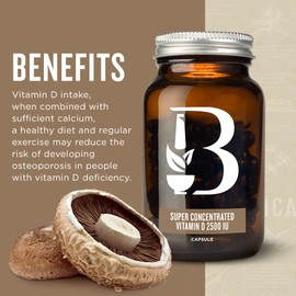Botanica Organic Vegan Vitamin D Capsules 2500IU Super Concentrated - Helps to prevent Vitamin D deficiency - 60 Capsules