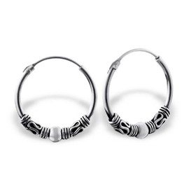 ICYROSE 925 Sterling Silver 16mm 5/8" Bali Endless Hoop Earrings 20594