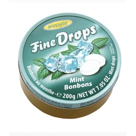 WOOGIE, GERMAN FINE DROPS SANDED MINT CANDY Mint Bonbons 7.05OZ/ 200 GR TIN