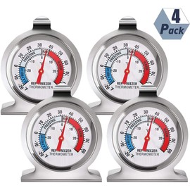 RosewineC 4Pack Refrigerator Freezer Thermometer Classic Series Large Dial Thermometer Temperature Thermometer for Refrigerator Freezer Fridge Cooler