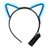 FlashingBlinkyLights Blue Light Up Cat Ears EL Wire Kitty Headband