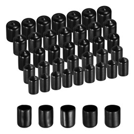 sourcing map 100pcs Round Rubber End Caps Protective Caps 12mm 13mm 14mm 15mm 16mm Black Screw Thread Protectors