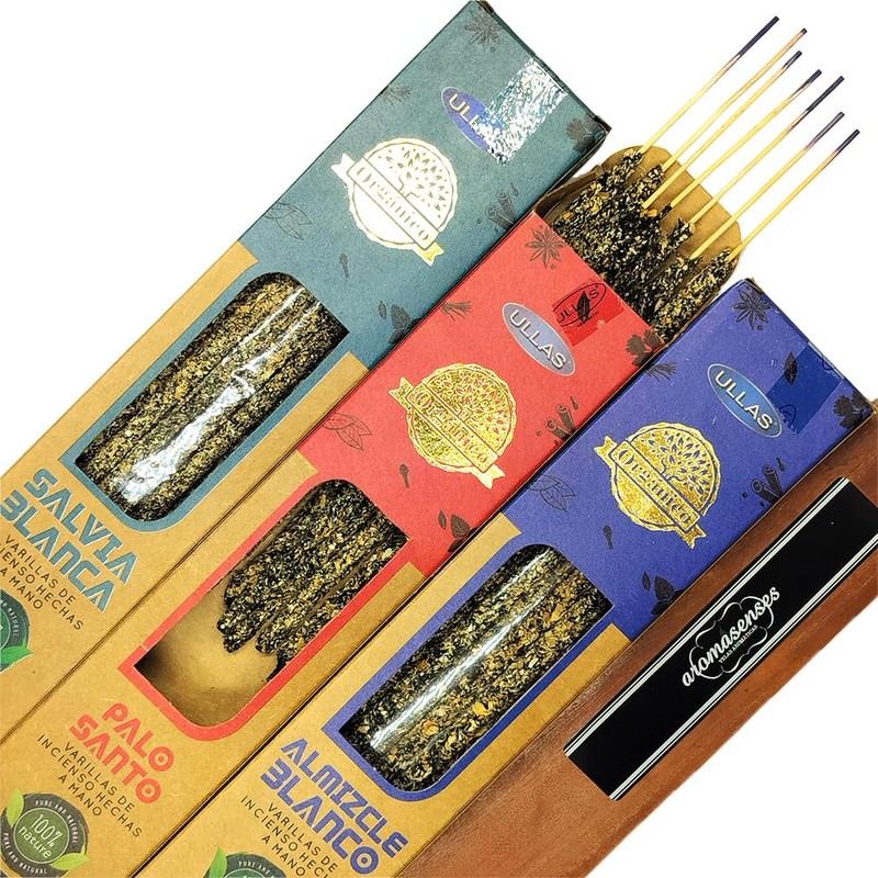 ULLAS Natural Organic Incense Sticks 3 Pack + 1 Aromasenses