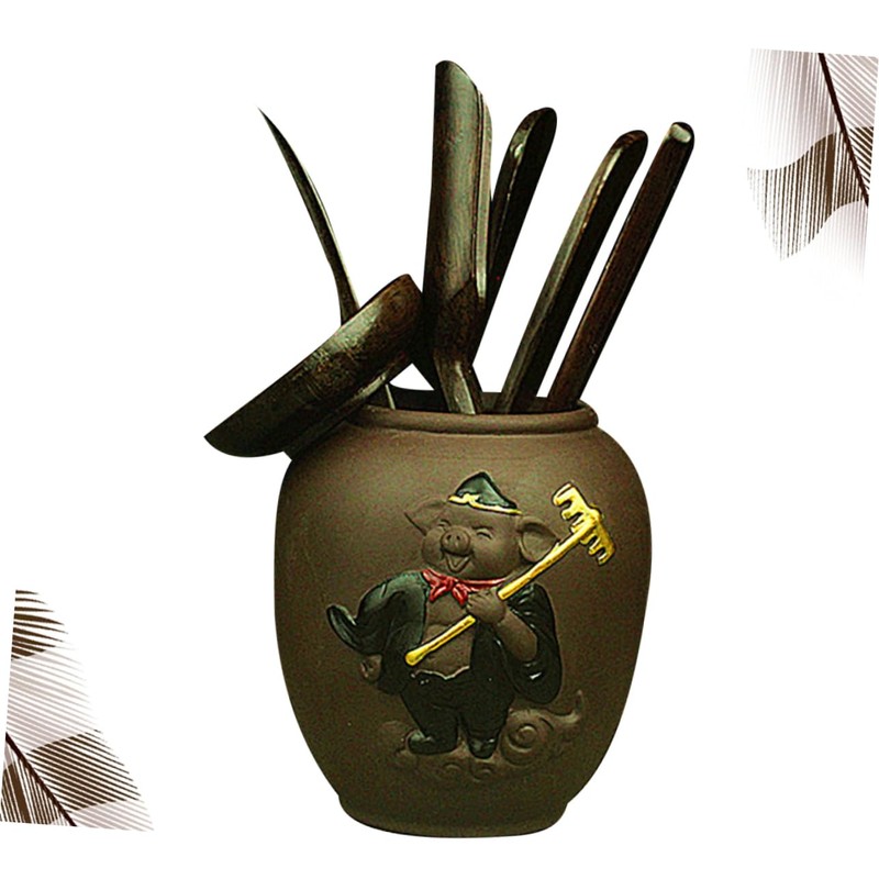 COLLBATH 6pc Ebony Wood Chinese Kung Fu Tea Set Tea