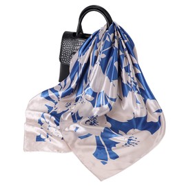 FAIRYGATE Schal Damen Blau Seiden Quadrat Schal Damen Tücher Stolen Hochwertiges Seidentuch Seidenschal Halstuch Stola Kopftücher 76024