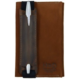 Hide & Drink, Leather Pen Case w/Elastic Band, Fits (6 to 7 in.) Tall Notebooks / Pencil Sleeve / Pen Pouch / Pen Holster, Handmade :: Bourbon Brown