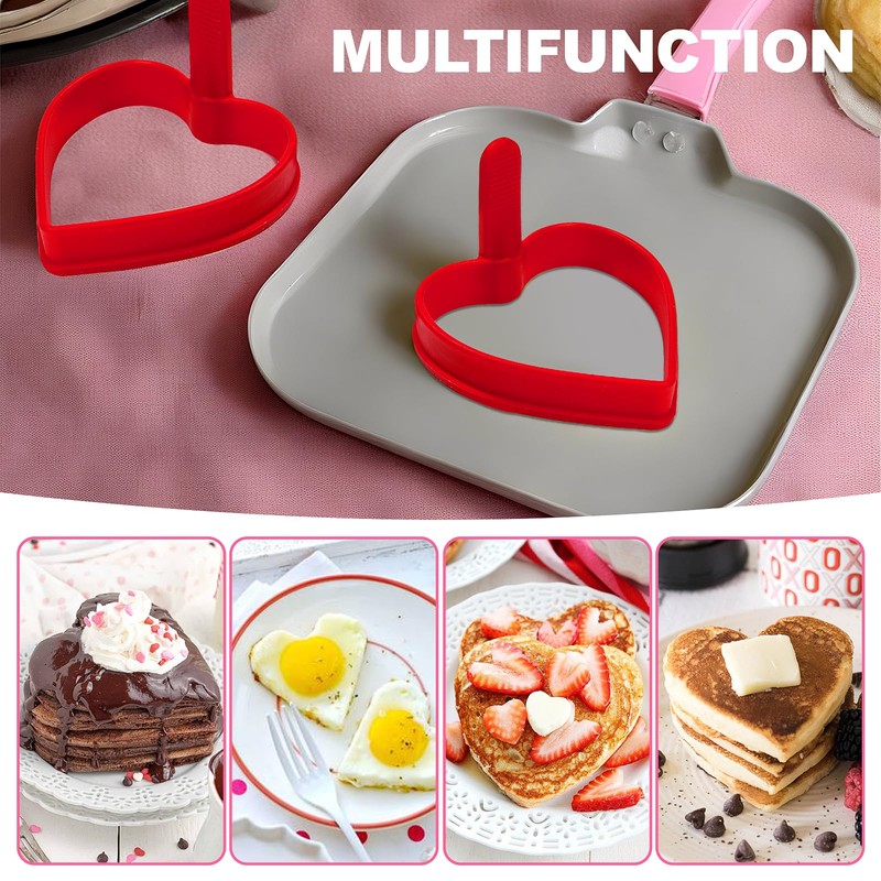 Heart Silicone Pancake Molds, 2 Pack Silicone Pancake Molds for