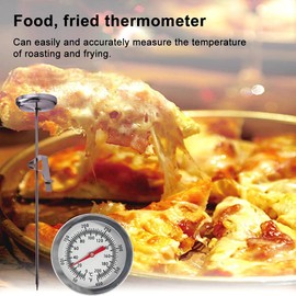 Oil Thermometer, Stainless Steel Deep Frying Thermometer Fryer Temperature Gauge with Metal Retaining Clip for Cooking Oil Deep Frying Fry BBQ Grill