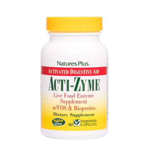 NaturesPlus ActiZyme - Gut Health Supplement, Contains Digestive Enzymes, Probiotics, Aminogen, Bioperine - 90 Vegetarian Capsules (45 Servings)