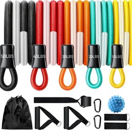 Fitness Bands Resistance Bands Set with 5 Levels Fitness Bands for Men and Women Strength Training, Pilates Strength Training, Stretching, Yoga, Pull-Ups, Robust Protective Case to Protect Against
