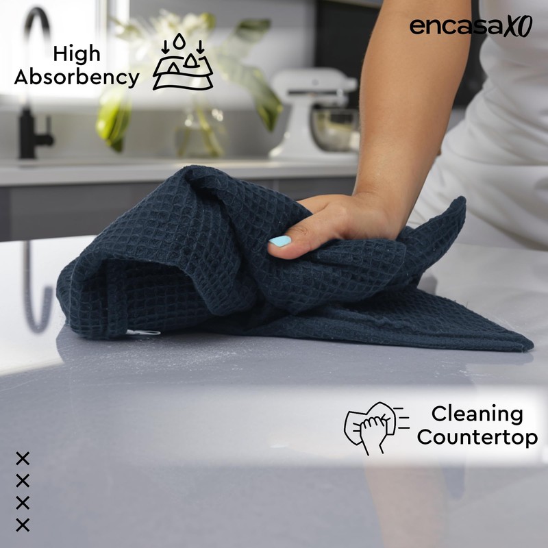 Encasa XO Kitchen Dish Towels Set | Navy Blue |