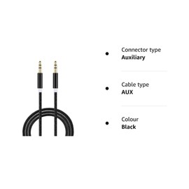 Aux cable 3.5mm Male Stereo Jack To Jack Audio Cable, Headphone Aux Cord Audio Stereo lead,Nylon Braided Aux Lead for Car, Headphone, MP3 Player, Smartphone, Home Stereos, Laptop and More (Black)