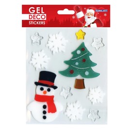 Global Gift Christmas Gel Stickers for Windows - Snowman and Fir Tree