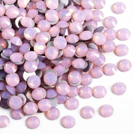 Beadsland 1440pcs Flat Back Crystal Rhinestones Round Gems for Nail Art and Craft Glue Fix, Light Rose Opal, SS20, 4.6-4.8mm