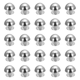 sourcing map 25 Pcs Round Studs Rivets, 10mm Metal Spikes and Studs Decoration Screw Back Studs for Leather Bags Belt Clothes Shoes Purse Supplies DIY Craft Making, Silver