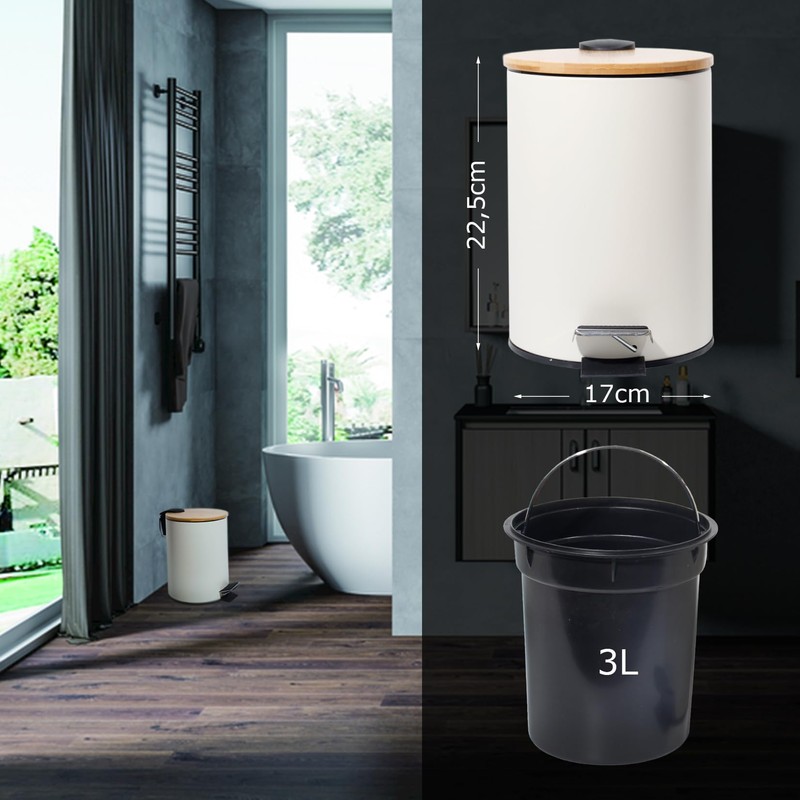 GREELUE 3L Metal Cosmetic Bin, Bathroom Bin with Lid, Bathroom