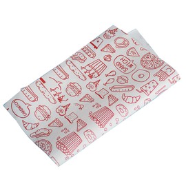 100 PCS Greaseproof Paper Sheets, 38x28CM Sandwich Papers Wrap, Burger Wrapping Sheet, Non-Stick BBQ Food Basket Liners, Deli Wrappers for Bread, Cheese, Butter, Toasts and Burrito(Red Bread Pattern)