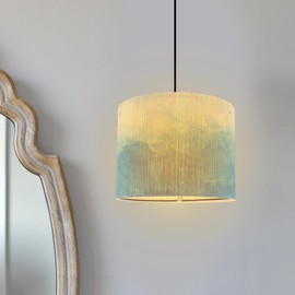 TOYANDONA Bamboo Lamp Shade Chandelier Lamp Lampshade E27 Japanese Style Light Cover Drum Clip- On Spider Construction Shade for Table Lamp Floor Light Accessory Blue