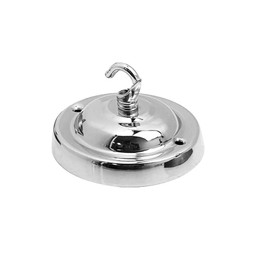 LEDSone Vintage Single Out Ceiling Rose Hook Plate for Light Fitting chandelier105mm Metal Antique Chrome Side Fitting Ceiling Plate with Accessories (Chrome)