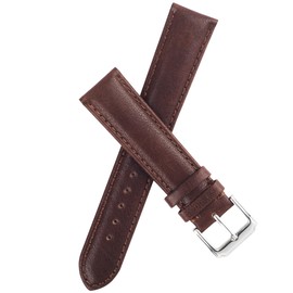 Berfine Calf Leather Replacement Watch Strap, Extra Soft Watch Strap for Men and Women, Black and Brown, 18/20/22mm, Dark Brown, 20mm