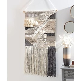 SAFAVIEH Home Collection Sedona Itsuki Boho Tribal Ivory/Grey Wool Woven Tapestry Hanging Wall Art