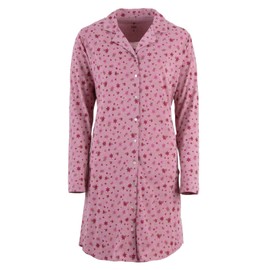 Zeitlos Women's Nightdress Long Sleeve Collar Button Placket Flowers, antique pink