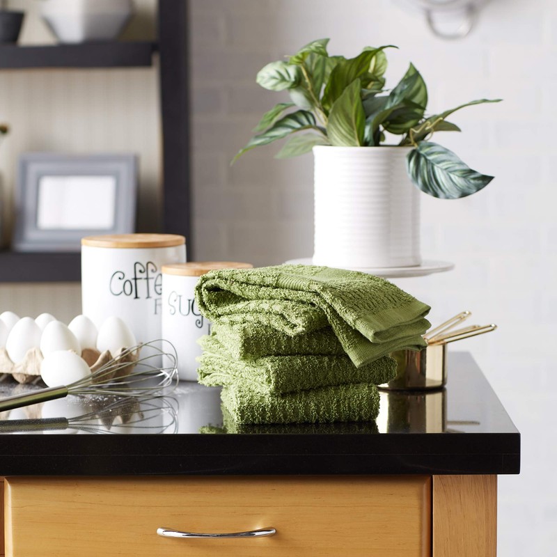 DII Basic Terry Collection Waffle Dishtowel Set, 15x26, Solid Antique