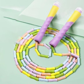 Beaded Speed Jump Rope Bamboo Shaped Handles Soft TPU Beads High Density Nylon Rope Perfect For Gym Outdoor Jumping Great for Rope Releases (Purple)