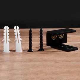 Barn Door Floor Guide Hardware with Screws, Black Steel Hardware Sliding Barn Door Bottom Wall Mount Floor Guide with Accessories, Sliding Door Hardware