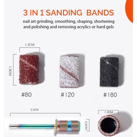 Lumcrissy Nail Drill Bits,- 3/32'' (2.35mm) Ceramic Nail Drill Bits for Acrylic Nails, Professional Ceramic Nail Drill Bit Set for Acrylic Gel Nail Polishing Manicure Pedicure Cuticle (5PCS)