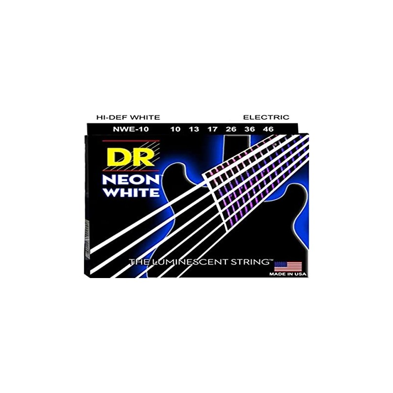 DR Strings NWE-10 Hi-Def Neon White Electric Medium