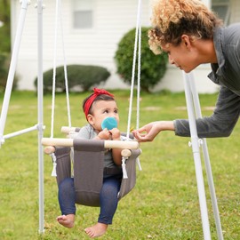 Taleco Gear Toddler Swing, Outdoor Indoor Swing Set with Safety Canvas Cushion Seat, Baby Swings for infants, Swing Sets for Backyard, Swingset for Kids, Toddlers Infants and Babies