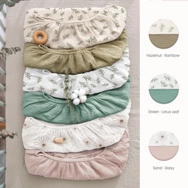 Lulumoon Crib Sheet Muslin for Baby: Soft Cotton Crib Sheets Fitted for Toddler Girl and Boy - Breathable Crib Mattress Sheet 28"X 52"