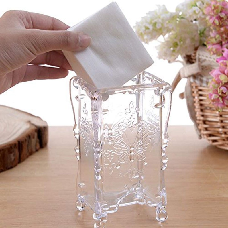Acrylic Cotton Pads Holder Dispenser Butterfly Pattern Makeup Cotton Pads