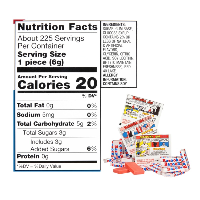Bazooka Bubble Gum Bulk, 225 Count Tub of Chewing Gum