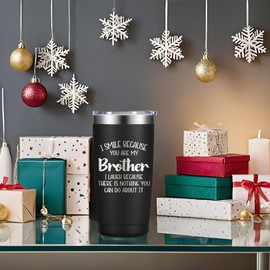 WOELIVE Gifts for Brother - Brother Gift from Sister - Christmas Fathers Day Birthday Gifts for Brothers - 20oz Insulated Stainless Steel Tumbler Coffee Cup, Black