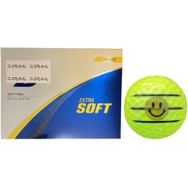 【ハピラキ_ゴルフライン】 ブリヂストン エクストラソフト EXTRA SOFT 2025年モデル ライン入り (黄１ダース_ニコちゃん)