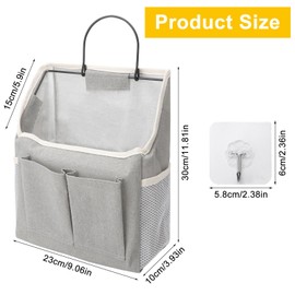 DAWRIS 2pcs Wall Hanging Storage Bags with Pockets, Wall Hanging Organizer, Over Door Organizers and Storage, Wall Organizer Storage Bag for Bedroom, Kitchen, Pantry, Nursery, Bathroom, Dorm, Grey