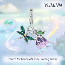 YUMINN Plant Series Charms for 925 Sterling Silver for Women Bracelets & Necklaces Dangle Pendant for Christmas Valentine's Day Mother's Day Jewellery Gifts for Girls, Sterling Silver, Cubic Zirconia