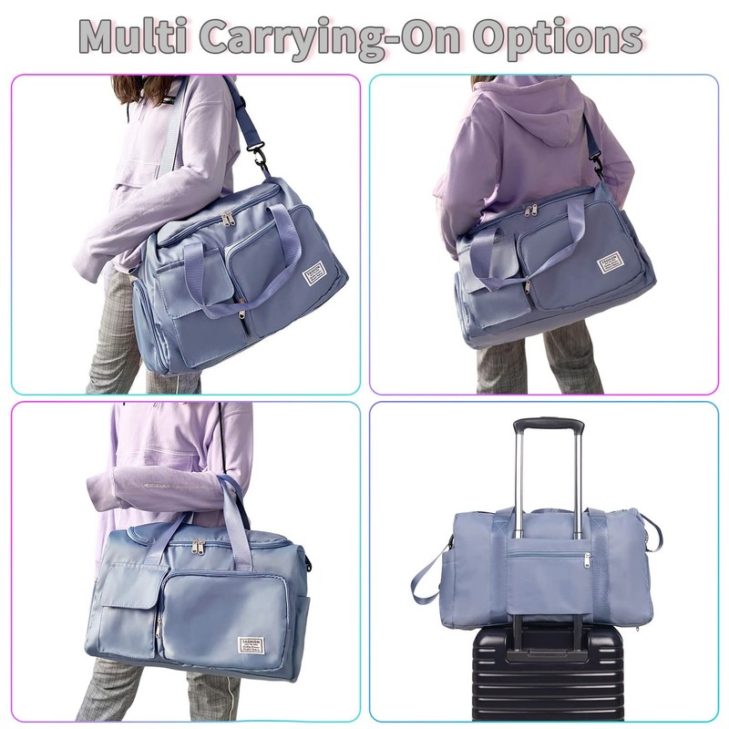 FIORETTO Women's Water-Resistant Gym Duffle Bag with Shoes Compartment, 37L