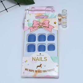 Allereya Coffin Press on Toes Nails Fake Toenails Blue Matte Clip On Toes Nails Full Cover Acrylic Nails Tips False Toenails for Women and Girls Pack of 24