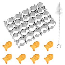 Guduling Goldfish Cookie Cutter,Stainless Steels Goldfish Cutter for Crackers,Gold Fish Cutters with 25 Cavity,for Crackers for Sea Animal Cookie Baking(Silver)