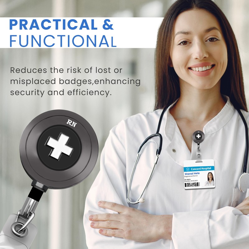 ED ER Med Surg RN Nurse Badge Reel. Black. Heavy