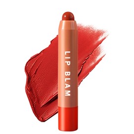 Colour Lip Balm Lip Gloss Chubby Stick 1 Piece Nourishing Lipstick, Moisturising Tinted Lipstick, Colour Intensity Lip Gloss Lip Balm, Gift for Christmas Day for Women 06#Red