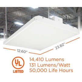 110 Watt 2 Foot High Bay | 5000K Daylight High Output 14410 Lumens | Wired 110W 100-277V High Bay | 50000 Life Hours 131LM/w | 1 Pack by GoodBulb