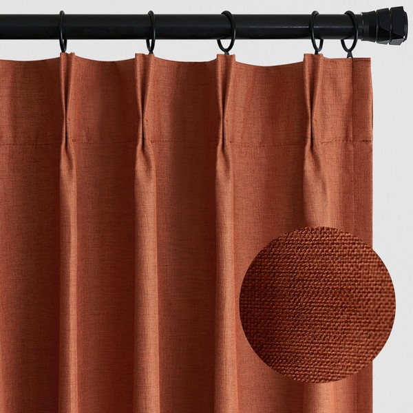 MIULEE 96 Inches Long Pinch Pleated Curtains Blackout, Linen Pinch