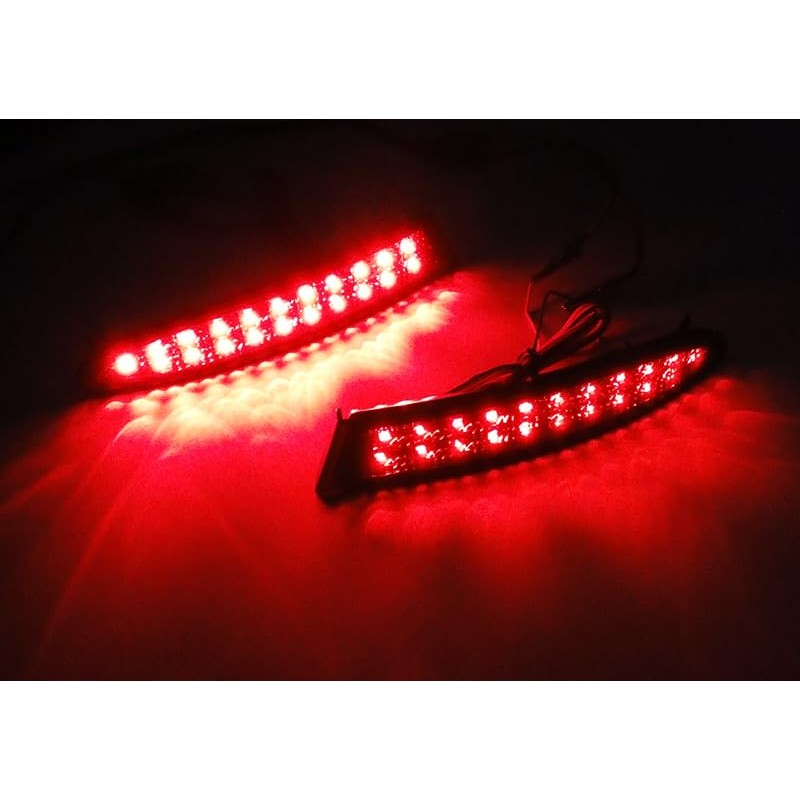 2x Red Lens Rear Bumper Reflector LED Tail Stop Brake