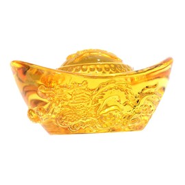 NUOBESTY Yellow Crytal Feng Shui Golden Ingot Yuan Bao and Prosperity Protection Chinese Good Lucky Charm Feng Shui Decor 10cm